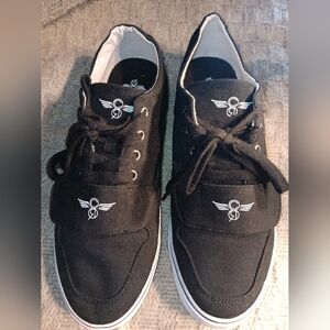 Black Sneakers with Winged Logo